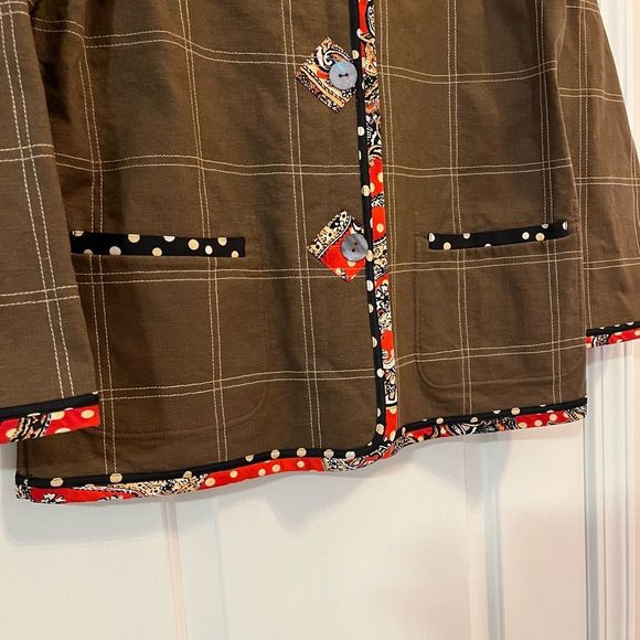 KOOS Of Course! Reversible Women's Jacket Size Small Polka Dot, Brown, Black, We - Picture 5 of 12